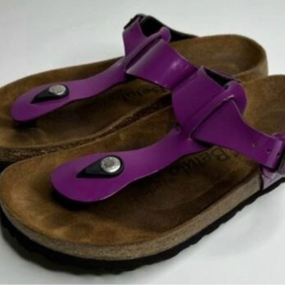 Birkenstock Betula Gizeh Patent Purple Birko Adjustable Thong Sandals size 39 - Picture 2 of 6